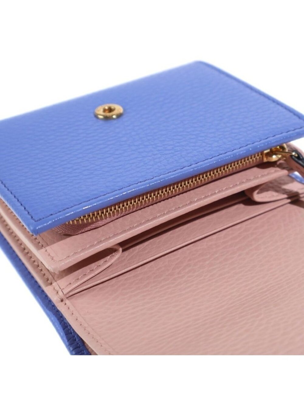 Gucci GG Marmont Bifold Wallet Trifold Coin Case Blue Purple Pink Leather Gold - Picture 6 of 6